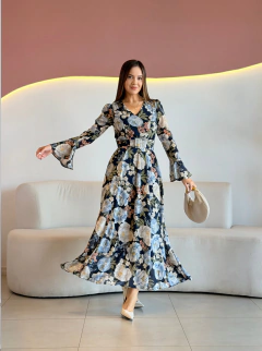 VESTIDO LONGUETE CHIFFON FLORAL KARINE
