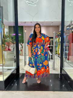 VESTIDO MAX MIDI VISCOLINHO ESTAMPADO PLUS ANA - comprar online