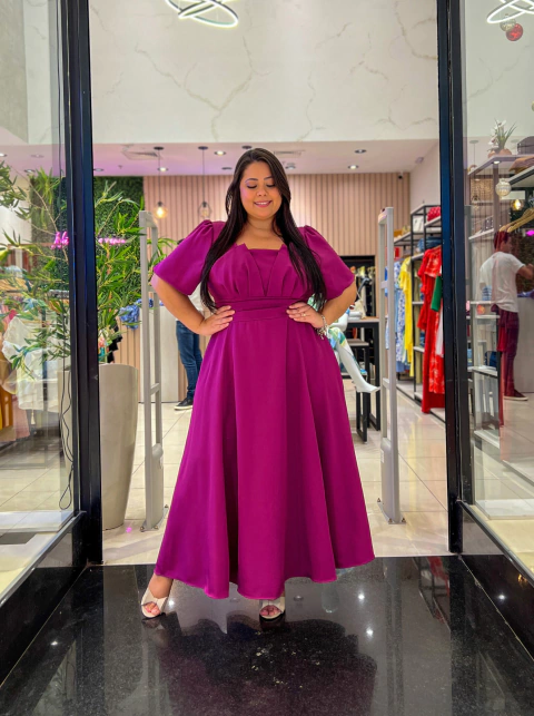 VESTIDO MIDI ALFAIATARIA FLOR -  Natália Lourenço Moda Modesta