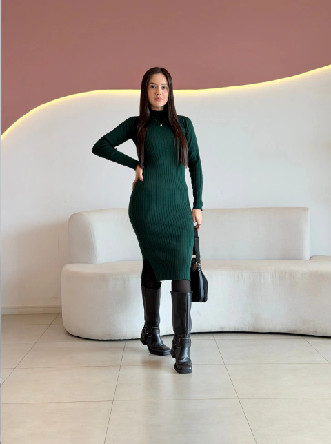 VESTIDO MIDI TRICÔ MODAL SUZANA -  Natália Lourenço Moda Modesta