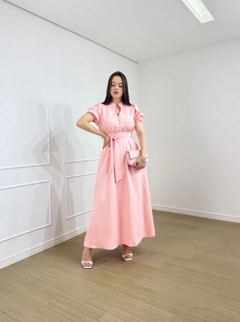 VESTIDO MAX MIDI SENSORIAL BOTÕES STELA -  Natália Lourenço Moda Modesta