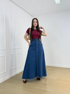 SAIA LONGA JEANS BOTÕES ENCAPADO - comprar online