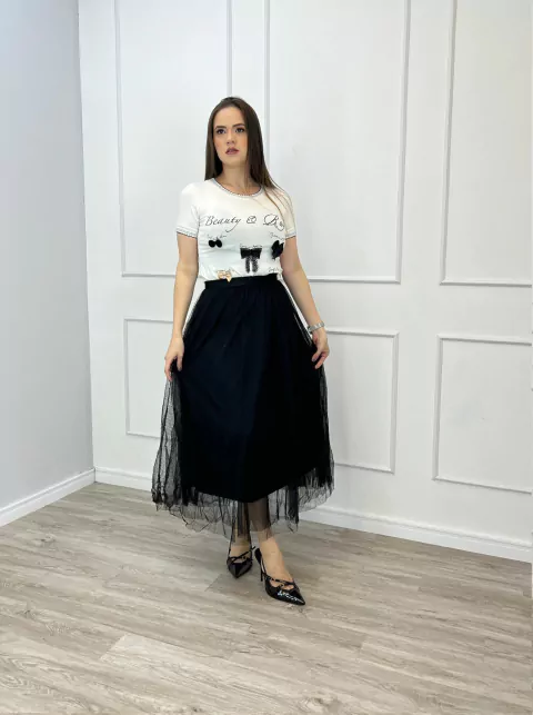 SAIA MIDI TULE POÁ - comprar online