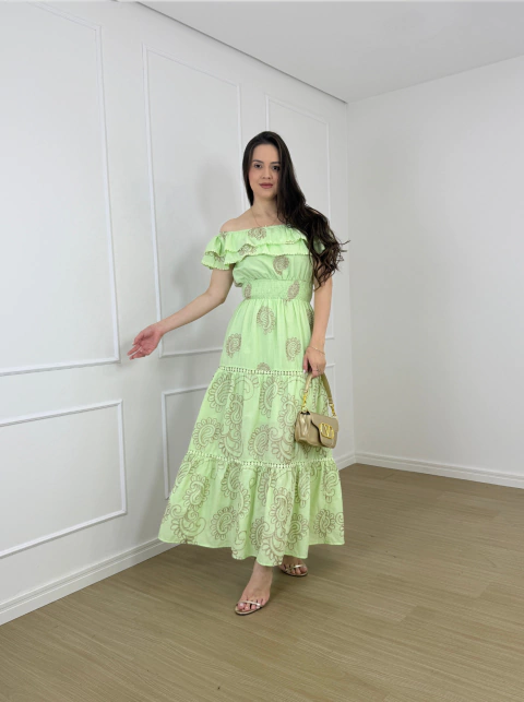 VESTIDO LONGO TRICOLINE TRÊS MARIAS NARA - loja online