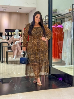 VESTIDO LONGUETE TULE MANGA LONGA ANIMAL PRINT - comprar online