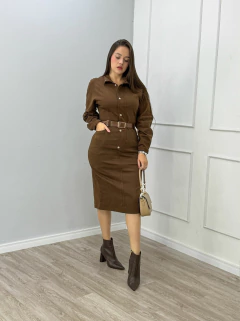 VESTIDO MIDI JEANS MANGA LONGA -  Natália Lourenço | Moda Feminina e Acessórios