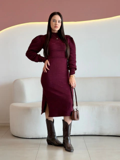 VESTIDO MAX MIDI TRICÔT MANGA BUFANTE SUELEN