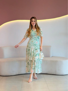 VESTIDO LONGUETE TULE ESTAMPADO FLORAL IVETE