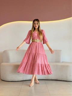 VESTIDO MAX MIDI VISCOLINHO FLORAL MARIA