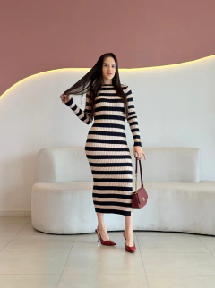 VESTIDO LONGUETE TRICÔ LISTRADO BARBARA