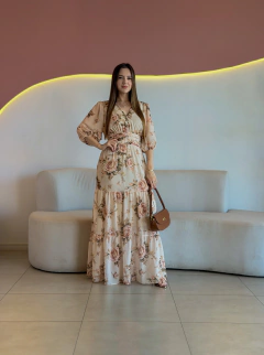 VESTIDO LONGO CHIFFON FLORAL PAMELA