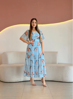 VESTIDO MAX MIDI CHIFFON FLORAL CECÍLIA