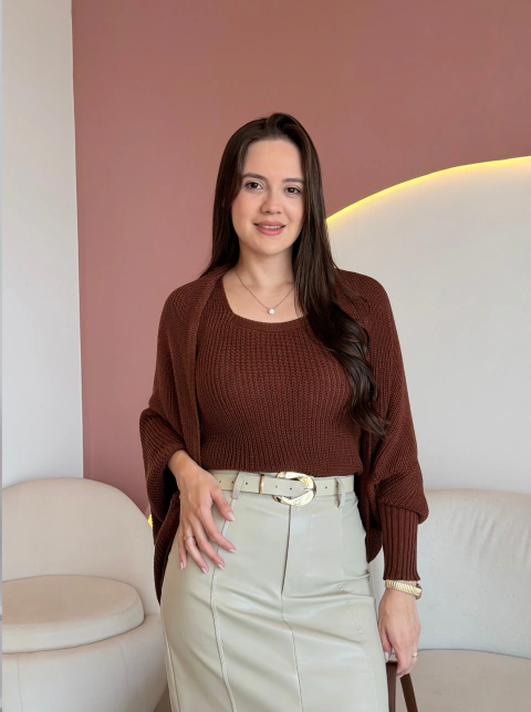 CONJUNTO CARDIGAN TRICÔ MODAL CLARA na internet