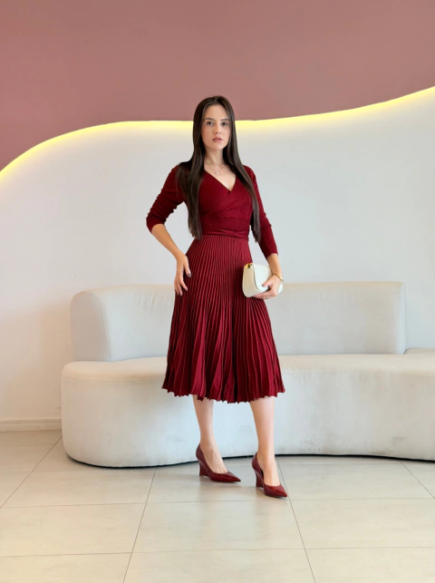 VESTIDO MAX MIDI MODAL PLISSADO PATRÍCIA na internet