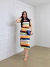 VESTIDO MIDI CONFY LISTRADO GOLA REDONDA ANNA - loja online