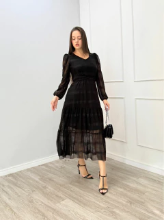 VESTIDO MIDI TULE MANGA LONGA - comprar online