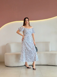 VESTIDO MAX MIDI CREPE POÁ RENATA