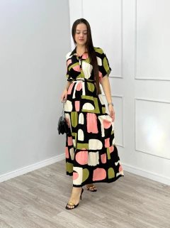 VESTIDO LONGUETE CREPE ESTAMPADO na internet