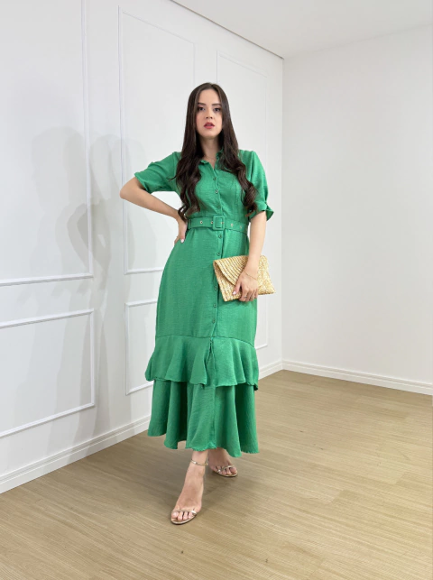 VESTIDO LONGUETE BABADOS NUBIA na internet