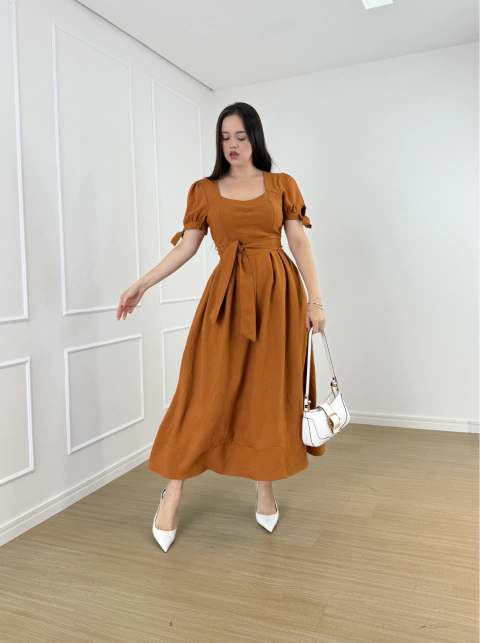 VESTIDO MAX MIDI SENSORIAL MANGA PRINCESA -  Natália Lourenço Moda Modesta