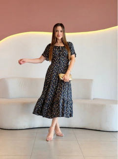 VESTIDO MAX MIDI VISCOLINHO FLORAL NILMA