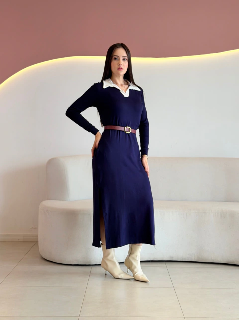 VESTIDO MAX MIDI C/ GOLA MOLETINHO REGINA - comprar online