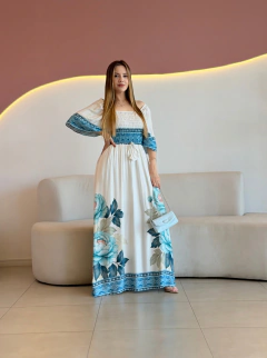 VESTIDO LONGUETE VISCOLINHO FLORAL ANGELA