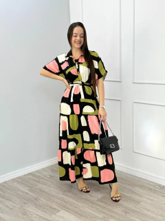 VESTIDO LONGUETE CREPE ESTAMPADO - comprar online