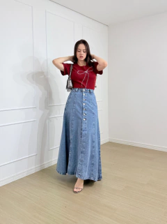 SAIA LONGA BOTÕES FRONTAIS JEANS SOFIA - comprar online