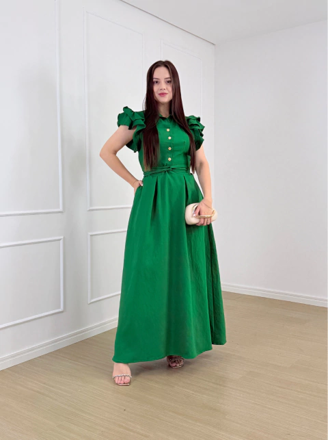 VESTIDO LONGO SENSORIAL MANGA FLARE LAURA na internet