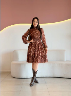 VESTIDO MIDI TULE ANIMAL PRINT MANOELE