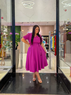 VESTIDO MIDI MANGA BORDADO - comprar online