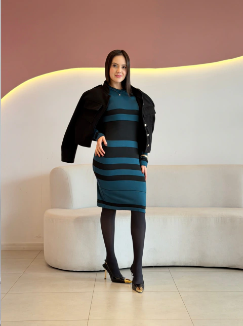 VESTIDO MIDI MODAL LISTRADO ELIZABETH - comprar online