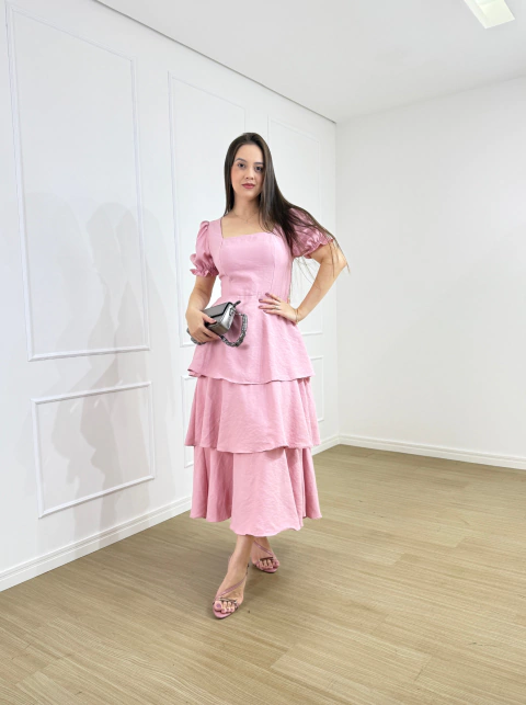 VESTIDO MAX MIDI SENSORIAL BABADO RENATA
