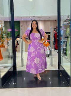 VESTIDO MIDI MANGA PRINCESA ESTAMPADO PLUS na internet