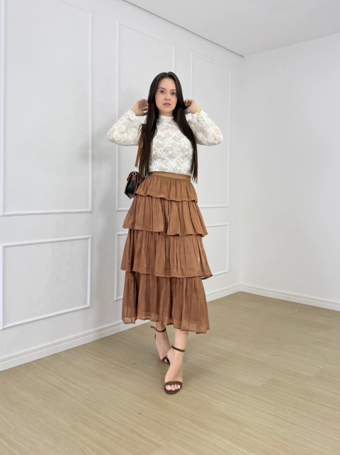 SAIA MAX MIDI CHIFFON CAMADAS KELLI - loja online