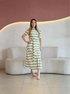 VESTIDO MAX MIDI MALHA LISTRADO CELINA