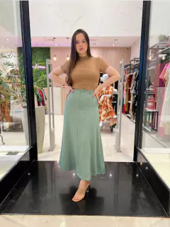 SAIA MIDI ALFAIATARIA RISCA DE GIZ - comprar online