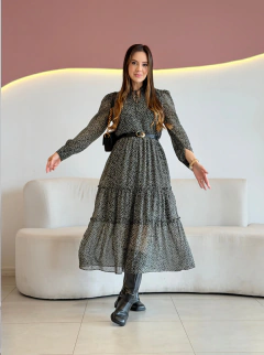 VESTIDO MAX MIDI CHIFFON FLORAL SANDRA