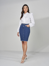 Saia jeans tradicional moda evangelica