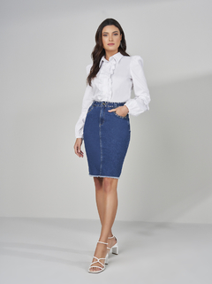 Saia jeans tradicional moda evangelica