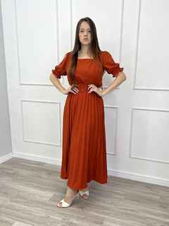 VESTIDO MAX MIDI PLISSADA CINTHYA - comprar online