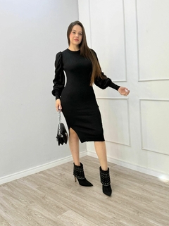 VESTIDO MIDI TRICOT MODAL MANGA BUFANTE na internet