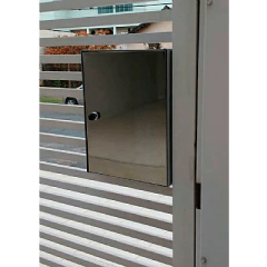 CAIXA DE CORREIO INOX MODELO ENTRADA DE PRÉDIO PARA GRADE COM ABERTURA TRASEIRA