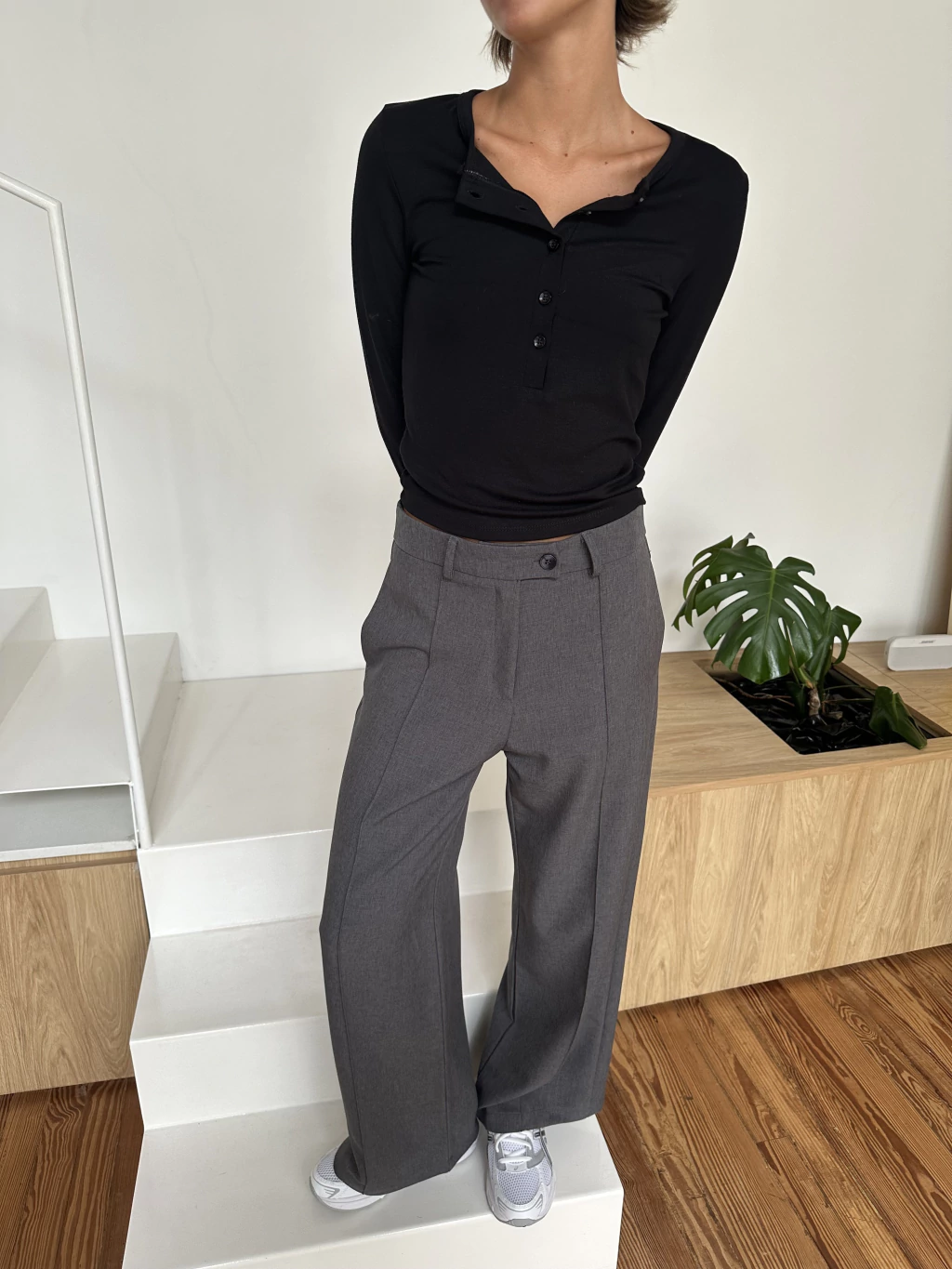 STRAIGHT TAILORED PANTS- GRIS T