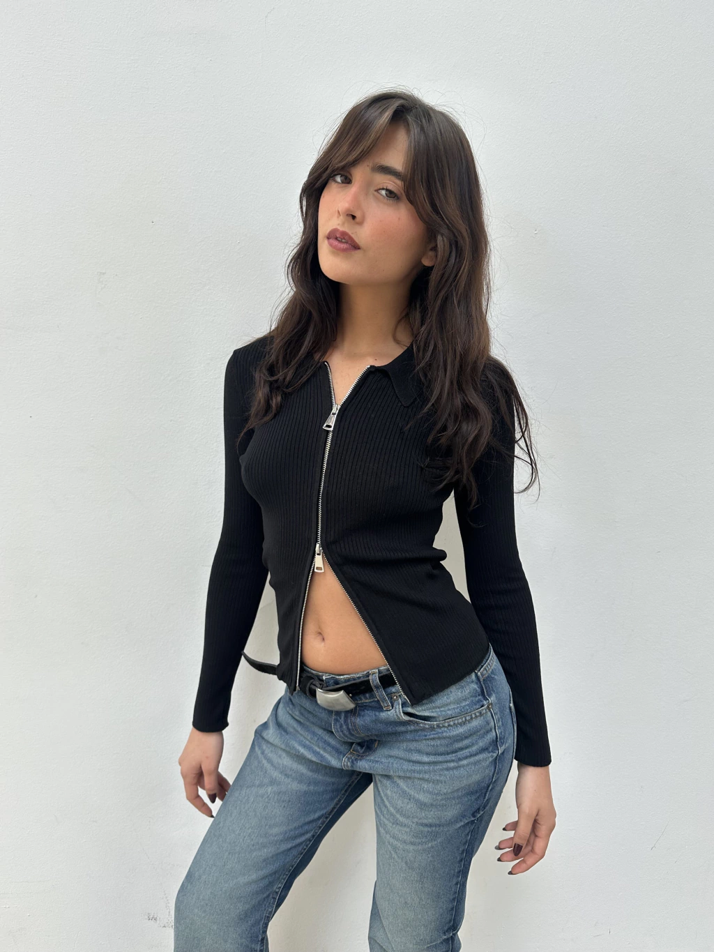 KNIT POLO ZIPPER