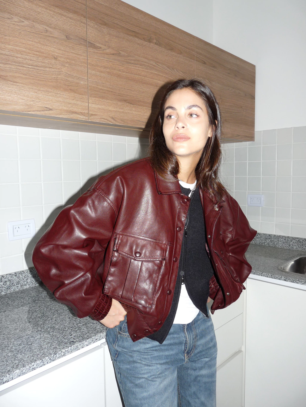 FAUX LEATHER VINTAGE JACKET