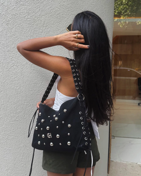 THE MOON BAG | BLACK [Gamuzón] - comprar online