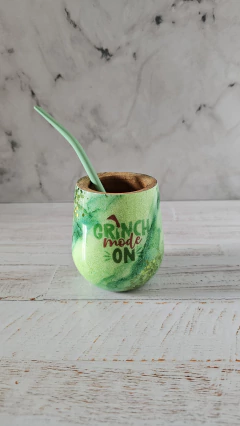 Mate Algarrobo Glitter Grinch - comprar online
