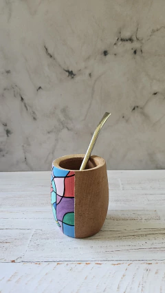 Mate madera Bella y Bestia rosa - tienda online